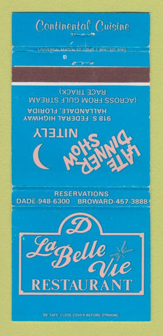 Matchbook Cover - La Belle Vie Restaurant Hallandale FL 30 Strike
