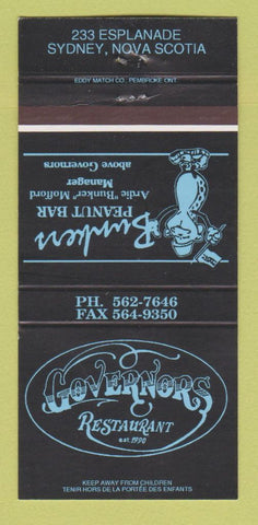 Matchbook Cover - Governors Restaurant Sydney NS 30 Strike