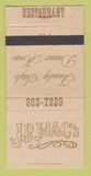 Matchbook Cover - JP Mac's Restaurant Huntington Beach CA WEAR 30 Strike