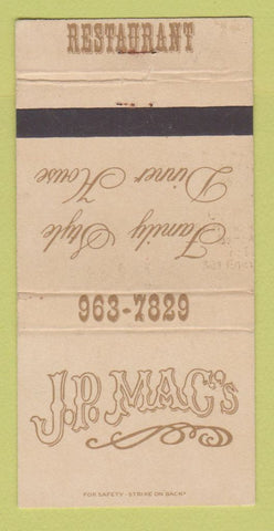 Matchbook Cover - JP Mac's Restaurant Huntington Beach CA WEAR 30 Strike