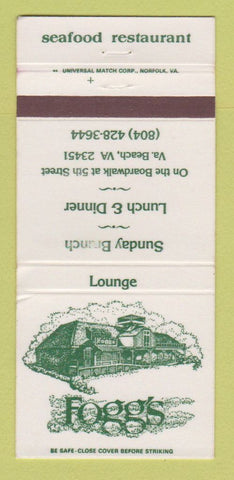 Matchbook Cover - Fogg's Restaurant Virginia Beach VA WEAR 30 Strike