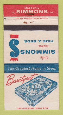 Matchbook Cover - Simmons Beautyrest Mattress Canada WEAR 30 Strike