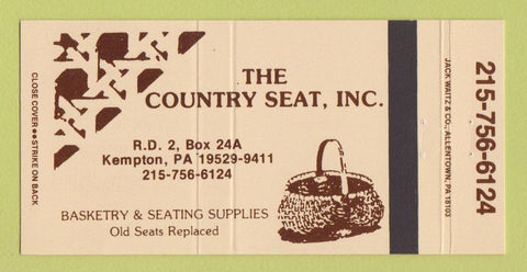 Matchbook Cover - The Country Seat Baskets Seating Kempton PA 30 Strike
