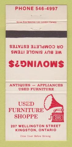 Matchbook Cover - Used Furniture Shoppe Kingston ON 30 Strike