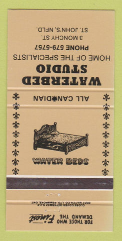Matchbook Cover - Waterbed Studio ST John's NF GOLD 30 Strike