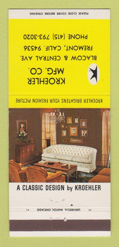 Matchbook Cover - Kroehler Furniture Fremont CA 30 Strike