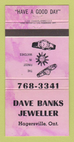 Matchbook Cover - Dave Banks Jewelry Hagersville ON PURPLE WEAR 30 Strike