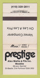 Matchbook Cover - Prestige Alex Matte Meubles Portneuf QC 30 Strike