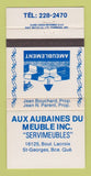 Matchbook Cover - Aux Aubaines Furniture St George QC 30 Strike