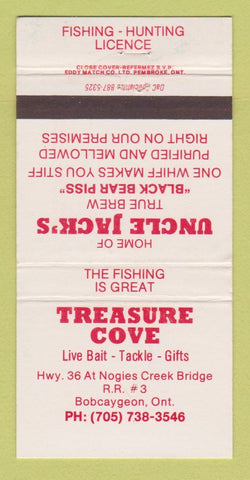 Matchbook Cover - Treasure Cove Fishing Bait Tackle Bobcaygeon ON 30 Strike