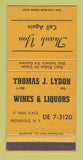 Matchbook Cover - Thomas Lydon Wines Liquor Bronxville NY 30 Strike