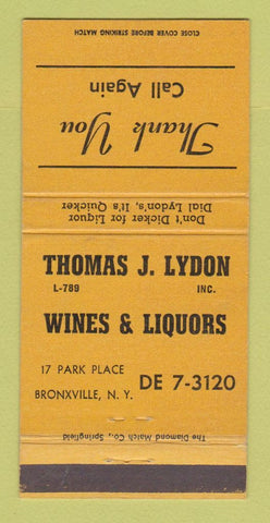 Matchbook Cover - Thomas Lydon Wines Liquor Bronxville NY 30 Strike