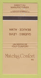 Matchbook Cover - Matelas Confort Levis Beauce Alma QC 30 Strike