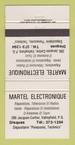 Matchbook Cover - Martel Electronics Valleyfield QC WEAR 30 Strike