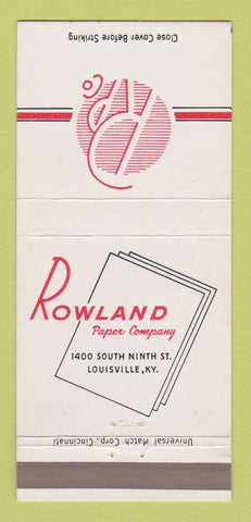 Matchbook Cover - Rowland Paper Company Louisville KY 30 Strike