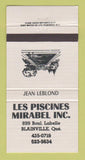 Matchbook Cover - Les Piscines Mirabel Swimming Pools Blainville QC 30 Strike