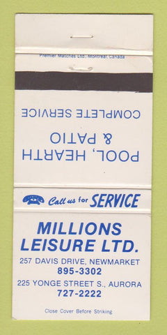 Matchbook Cover - Missions Leisure Swimming Pools Aurora ON 30 Strike