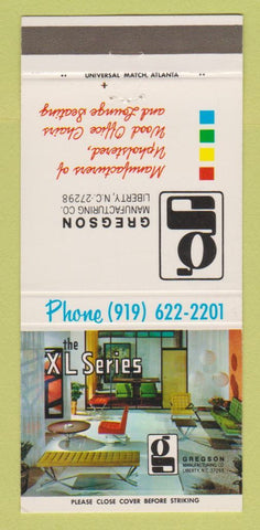 Matchbook Cover - Gregson MAnufacturing Company Liberty NC Furniture 30 Strike