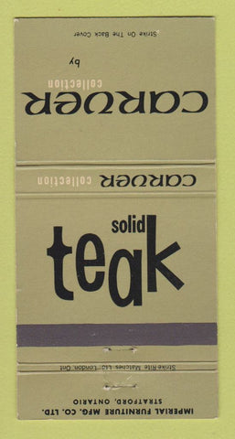 Matchbook Cover - Carver Collection Imperial Furniture Stratford ON 30 Strike