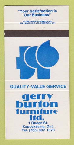 Matchbook Cover - Gerry Burton Furniture Kepuskasing ON 30 Strike
