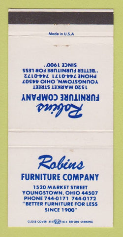 Matchbook Cover - Robins Furniture Company Youngstown OH 30 Strike