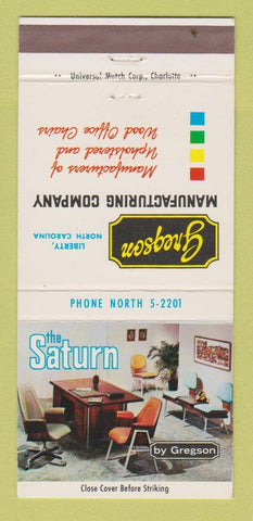 Matchbook Cover - Gregson Manufacturing Company Liberty NC Furniture 30 Strike
