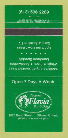 Matchbook Cover - Taverna Flavia Bar Deli Ottawa ON 30 Strike