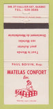 Matchbook Cover - Matelas Confort Mattress Quebec QC girlie WORN 30 Strike