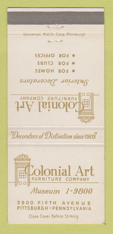 Matchbook Cover - Colonial Art Furniture Company Pittsburgh PA 30 Strike
