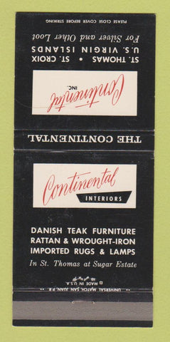 Matchbook Cover - Continental Interiors ST Thomas Croix Virgin Islands 30 Strike