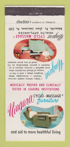 Matchbook Cover - Niagara Cyclo Massage Appliances Adamsville PA 30 Strike