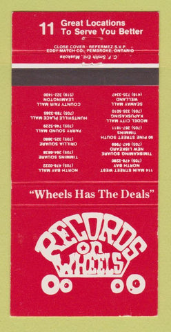 Matchbook Cover - Recores on Wheels Music North Bay ON  30 Strike