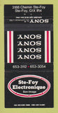 Matchbook Cover - Ste Foy Electronics Sony Ste Foy QC 30 Strike