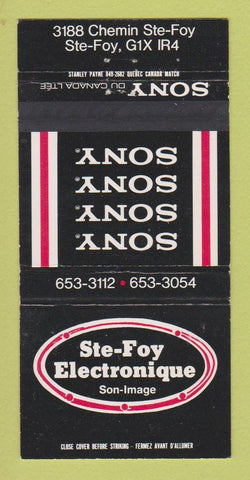 Matchbook Cover - Ste Foy Electronics Sony Ste Foy QC 30 Strike