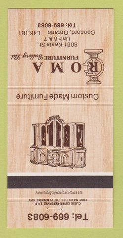 Matchbook Cover - Roma Furniture Gallery Concord ON 30 Strike