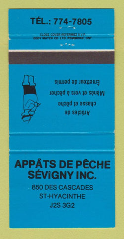 Matchbook Cover - Appats De Peche Sevigny St Hyacinthe QC 30 Strike