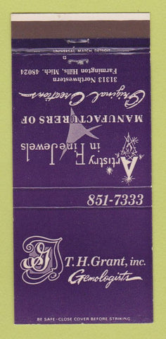 Matchbook Cover - TH Grant Gemologists Gems Farmington Hills MI 30 Strike