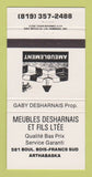 Matchbook Cover - Meubles Desharnais Arthabaska QC furniture 30 Strike
