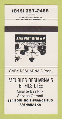 Matchbook Cover - Meubles Desharnais Arthabaska QC furniture 30 Strike