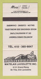 Matchbook Cover - Matelas Laviolette QC girlie 30 Strike