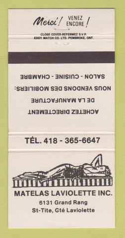 Matchbook Cover - Matelas Laviolette QC girlie 30 Strike