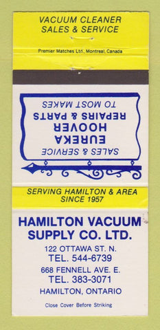 Matchbook Cover - Hamilton Vacuum Supply ON WEAR 30 Strike