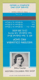 Matchbook Cover Western Columbia Pro Shop San Gabriel CA Mike Fessler 30 Strike