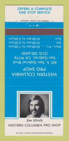 Matchbook Cover - Western Columbia Pro Shop San Gabriel CA Jim Ulrich 30 Strike