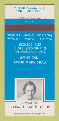 Matchbook Cover - Western Columbia Pro Shop San Gabriel CA Jim Morris 30 Strike