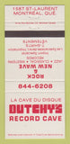 Matchbook Cover - La Cave Du Disque Dutchy's Music Montreal QC 30 Strike