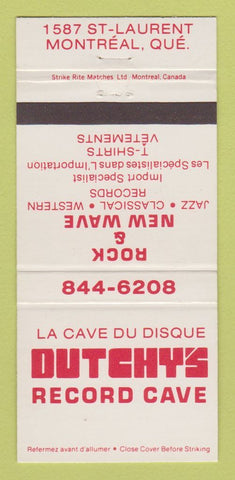 Matchbook Cover - La Cave Du Disque Dutchy's Music Montreal QC 30 Strike