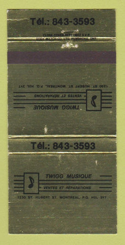 Matchbook Cover - Twigg Musique Music Montreal QC 30 Strike