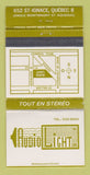 Matchbook Cover - Audio Light Stereo Quebec QC WEAR 30 Strike