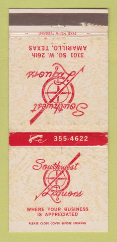 Matchbook Cover - Southwest Liquors Amarillo TX 30 Strike